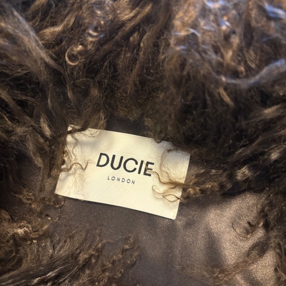 Ducie London Rochelle Shearling Coat in Chocolate - Picture 4 of 7